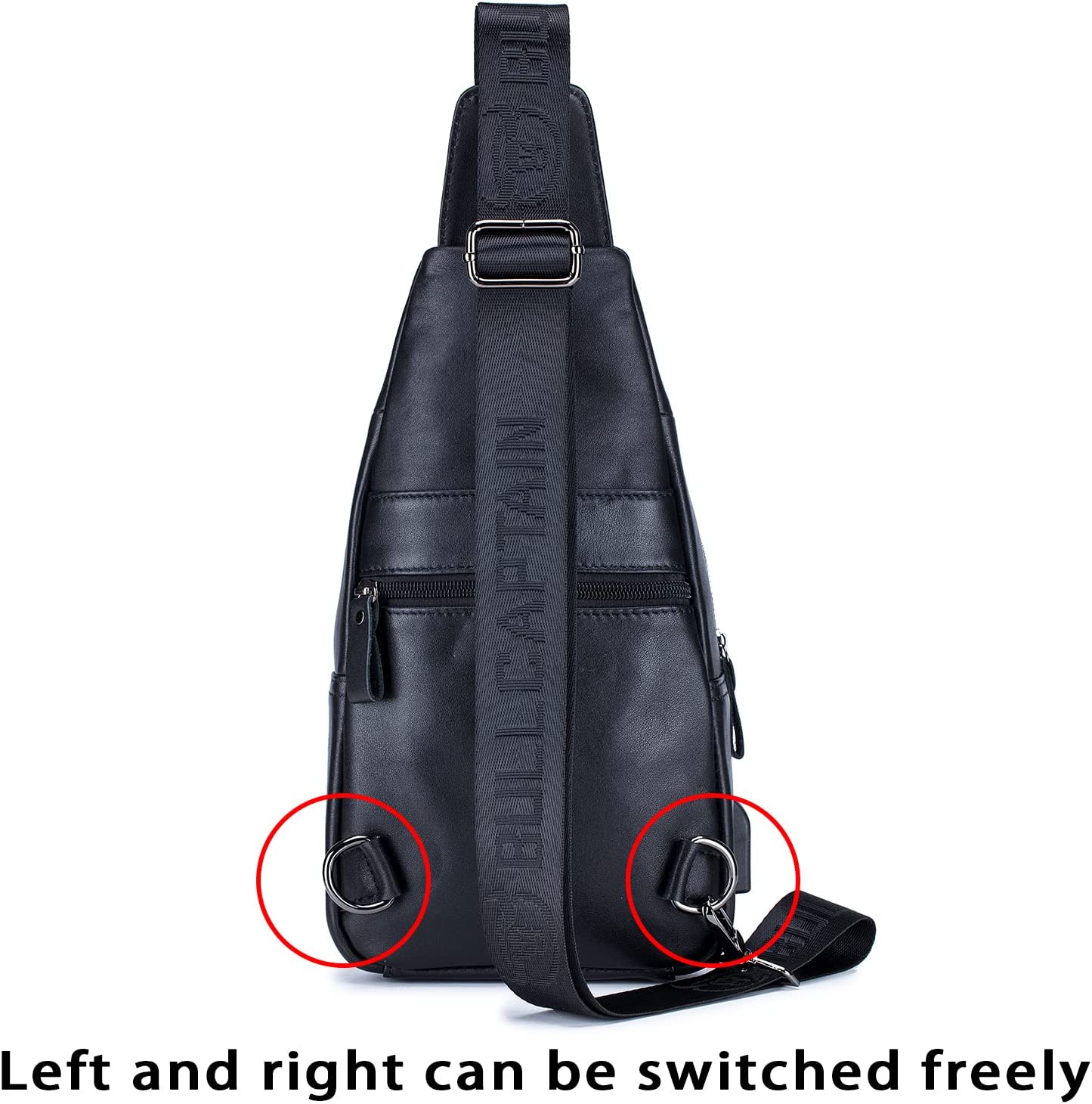 LUKZIJAES Genuine Leather Sling Bag for Men Crossbody Shoulder Chest Pack Hiking Casual Daypack Outdoor Travel Backpack (#1-Brown) - Image 3